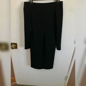 Black fitted midi dress